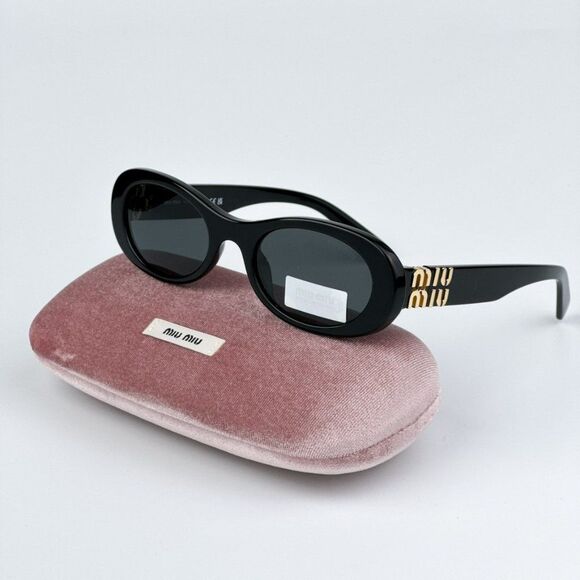 NEW Miu Miu MU06ZS 1AB5S0 Black Dark Grey Oval Unisex Sunglasses MU 06ZS main image 7
